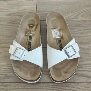 Birkenstock White Arizona Sandals with Cork Footbed 39